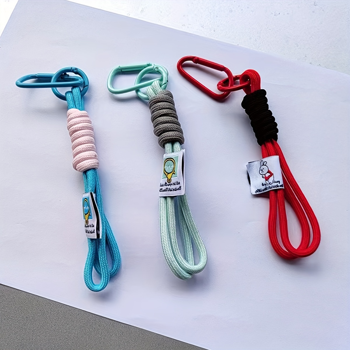 Lanyard Braided Rope Keychain Key Ring Key Holder Carabiner Clips Camping Hook,Temu