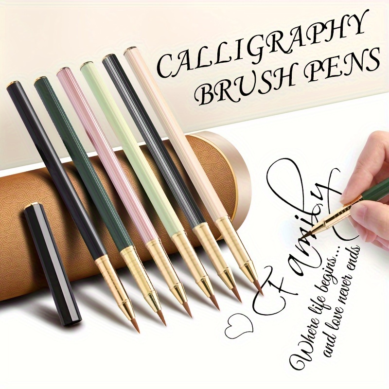 6pcs Calligraphy Pens, Hand Lettering Pens, Calligraphy Brush Pen set for  Beginners Writing, Sketching, Scrapbooking, Journaling, Soft and Fine Tip,  Colored Ink Drawing Pen Set