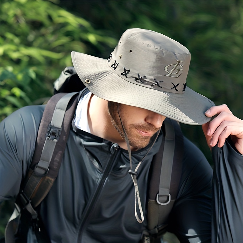 Dark Green Sporty Travel Hat, Men's Sun Protection Hiking and Adventure Bucket Hat for Outdoor,Temu