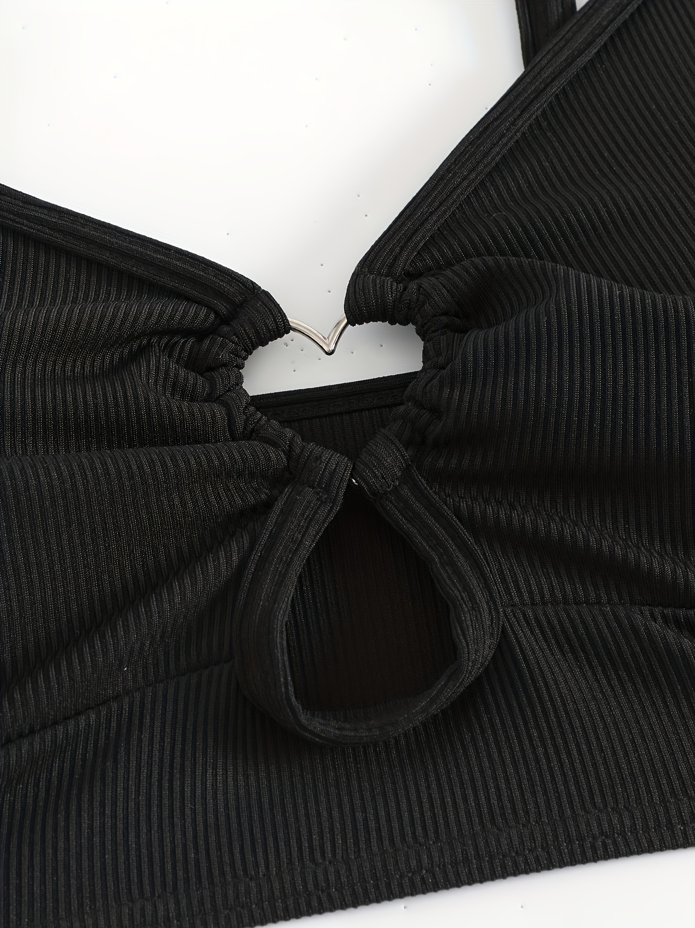 Fashionable Women'S Tankini Top with Heart Pattern And Ribbed Fabric