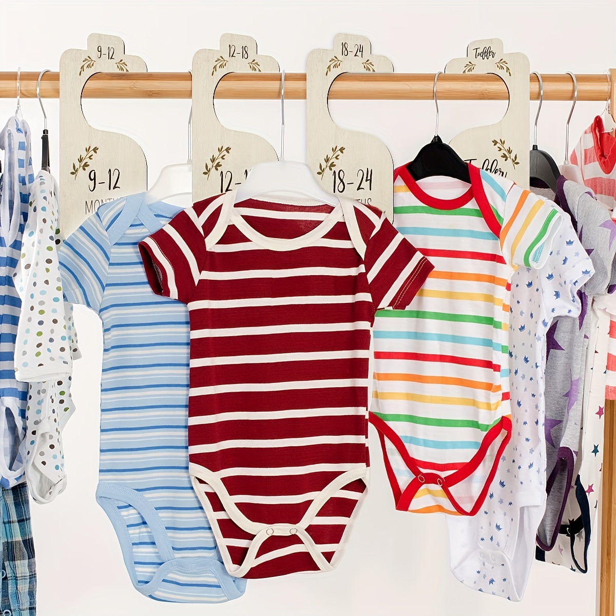 Divisores de madera para armario de bebé, organizador de ropa de bebé,  organizador de armario de bebé colorido de doble cara para decoración de  guarde