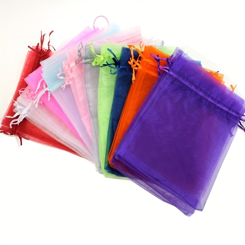 100pcs Random Solid Candy Bag Mesh Jewelry Storage Bags