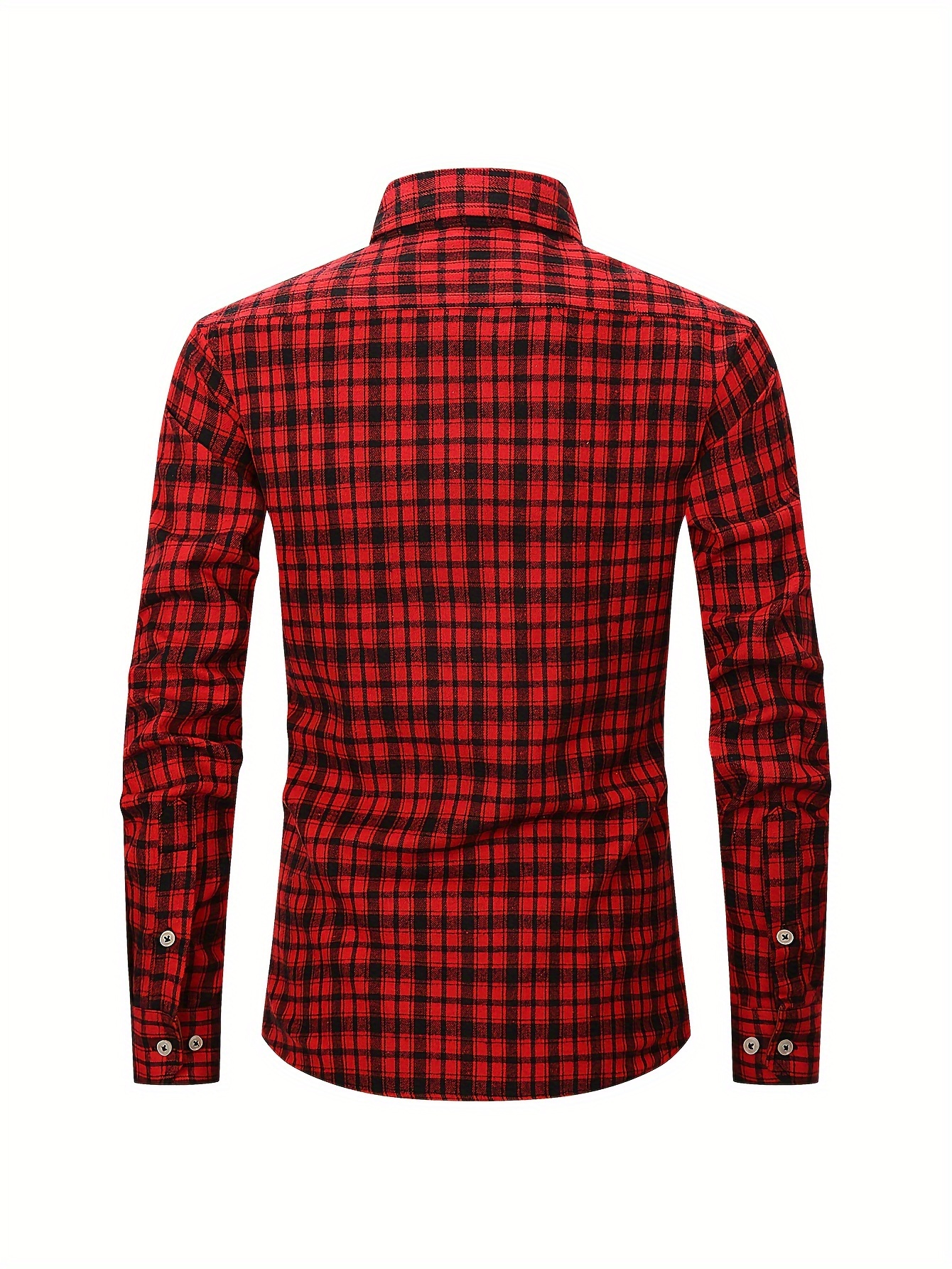 men's casual gingham long sleeve shirt 100% polyester Temu