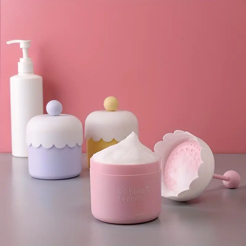 1pc Face Wash Bubbler, Portable Macaron Color Bubbler, Shower Gel Press Bubbler, Foam Bubble Cup
