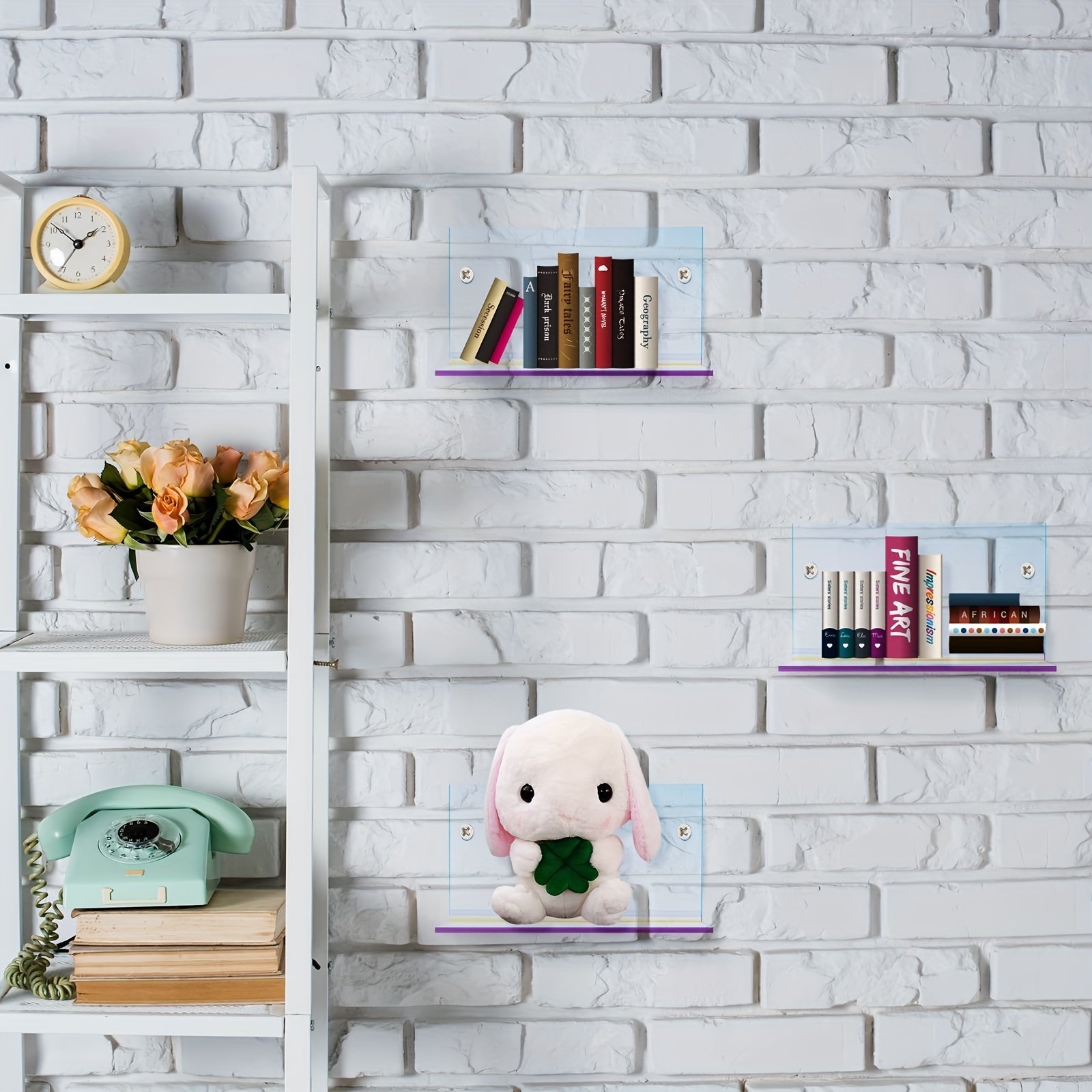 Small Adhesive Wall Shelves Acrylic Display Shelf Mini Floating Shelves,  Aesthetic Room Decor, Home Decor, Bedroom Decor - Temu