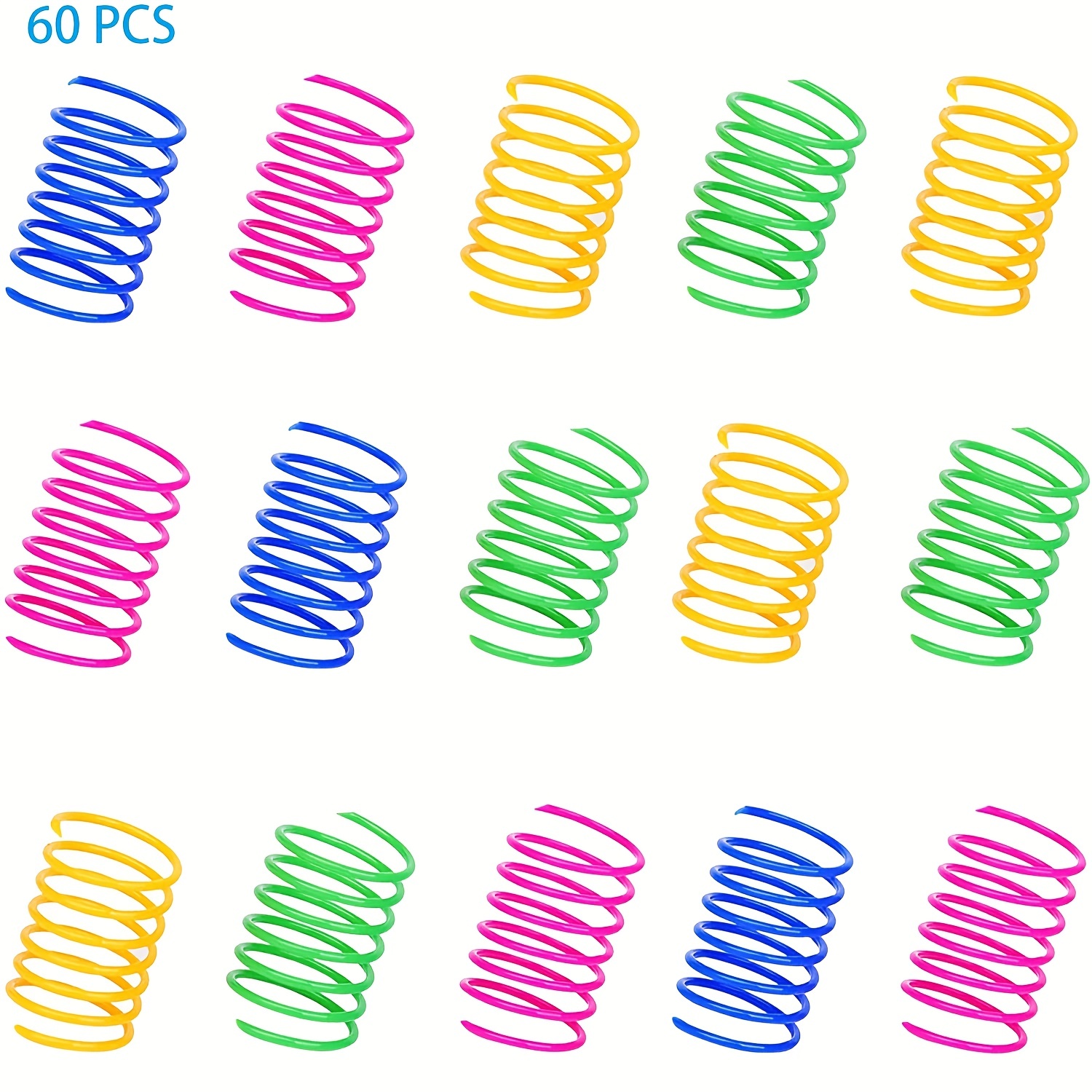

60pcs Pet Wide Colorful Springs Cat Toys, Plastic Coil Spiral Springs For Cat, Kitten, Pets (assorted Varieties)