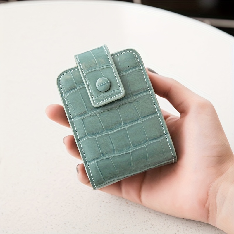 Mini Lipstick Bag with Mirror Crocodile Embossed Cosmetic Case