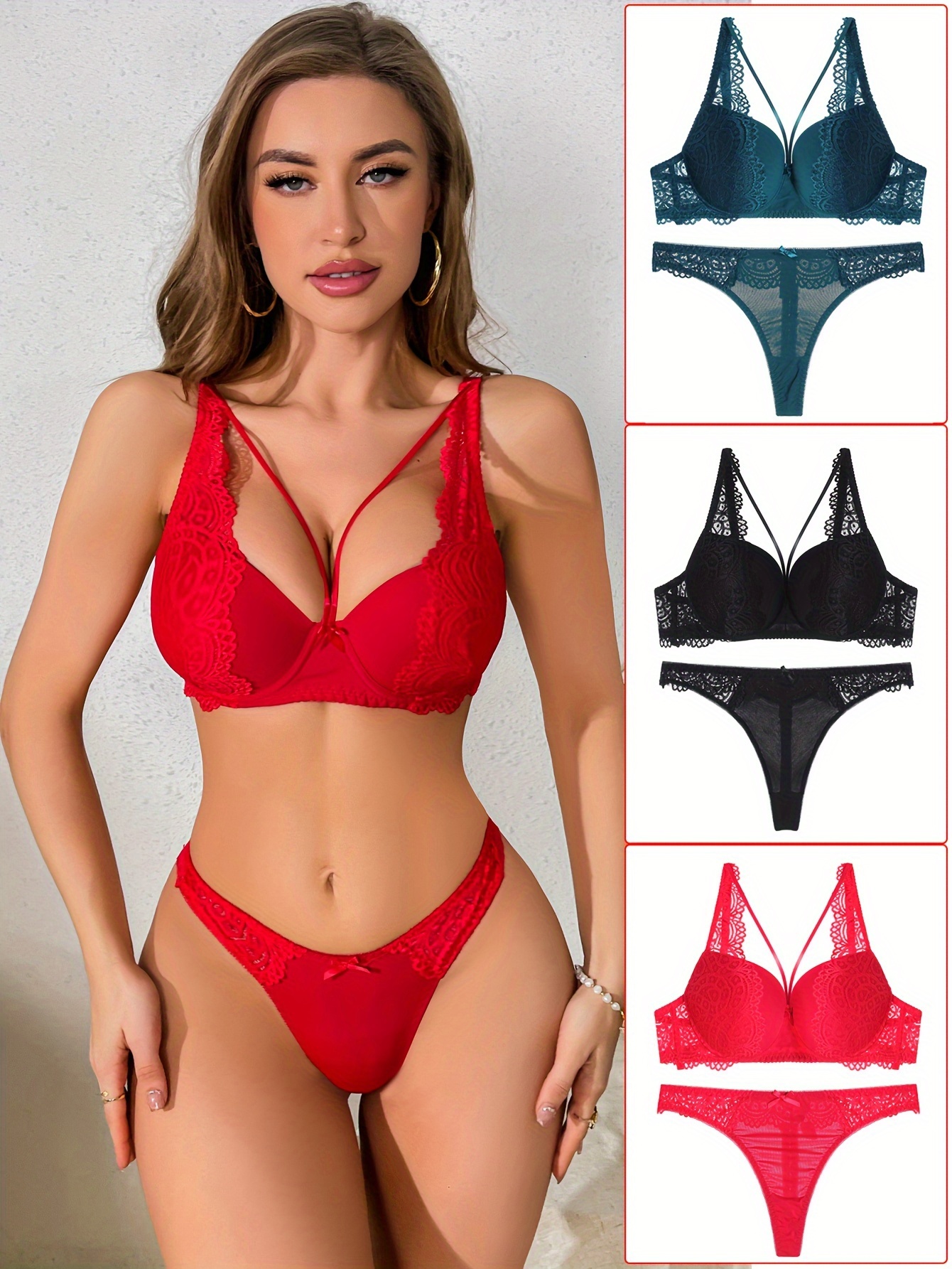 Lace Bra And Panty Set For Valentines Day Women S Sexy - Temu Canada