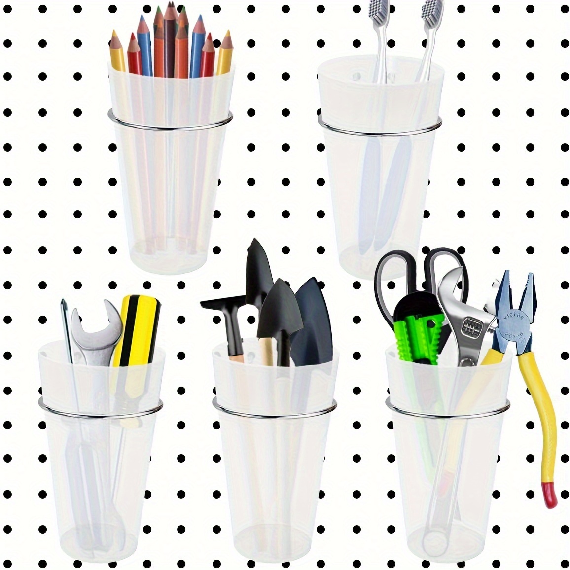 48pcs set pegboard bins pegboard cups with hooks and loops pegboard accessories set peg board tools storage arrange system kit home office shop garage storage accessories