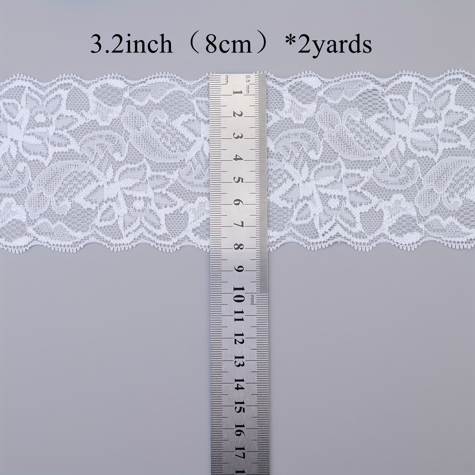 Elastic Lace Trim 10 Yards Off-White Lace Ribbon Floral Pattern Stretchy  Lace Fabric for Sewing, Garment, DIY Crafts and Gift Wrapping