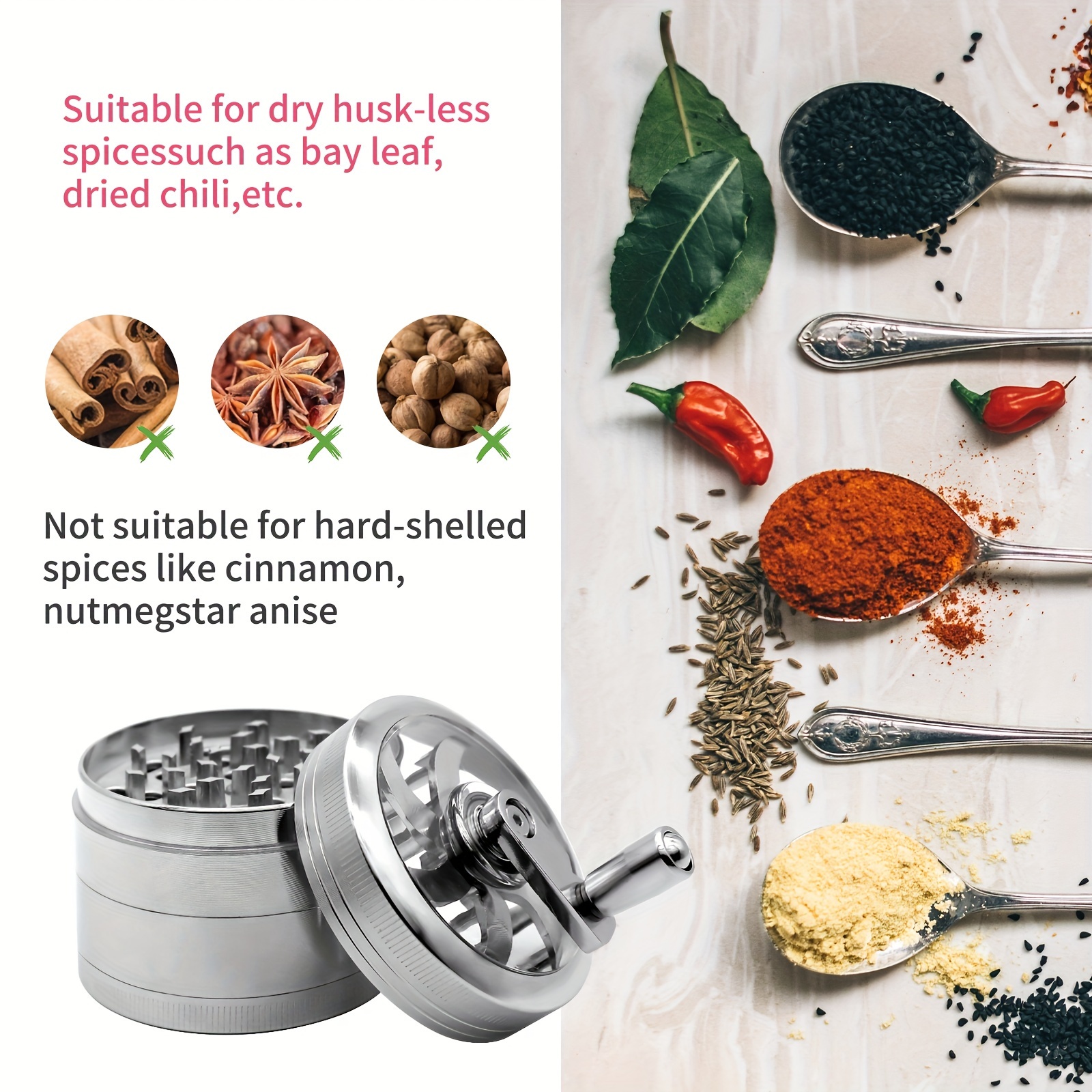 Stainless-Steel Spice Mill - Nutmeg Grinder and Cinnamon Grinder