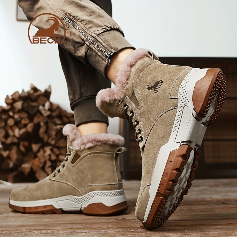 Men's Thermal Sneakers With Fuzzy Lining - Winter High Top Shoes