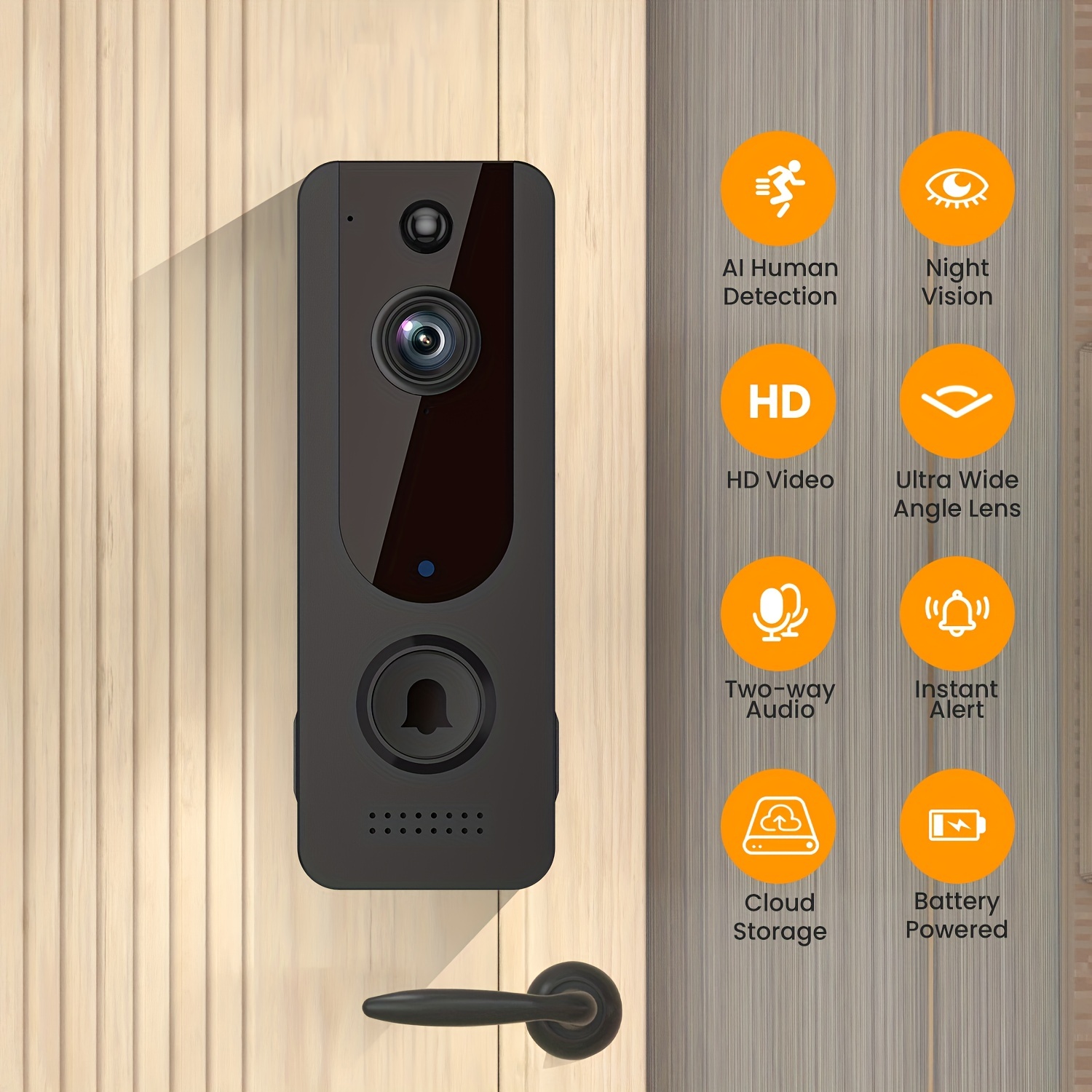 Cámara de timbre de video WiFi: cámara de timbre inalámbrico HD con timbre,  audio de 2 vías, visión nocturna, control remoto de aplicaciones, timbre