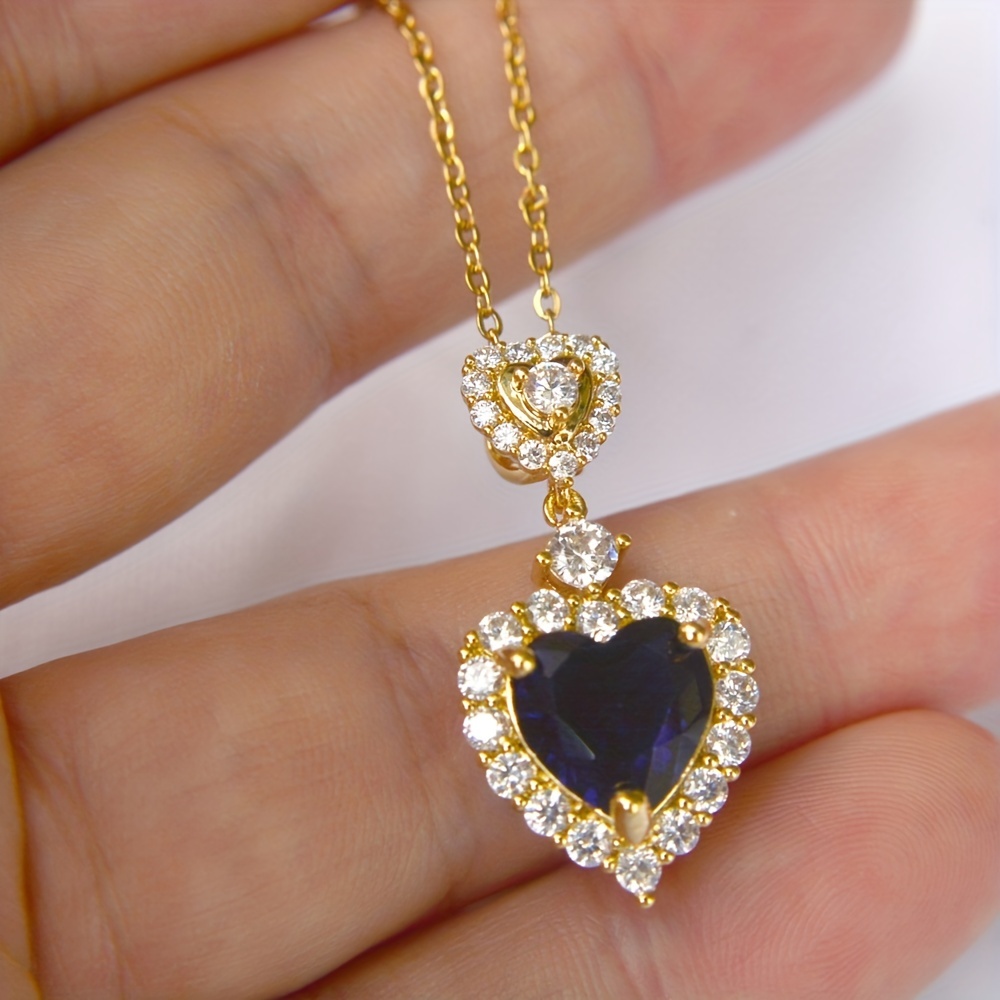 Small Rhinestone Heart Lock Necklace, Gold