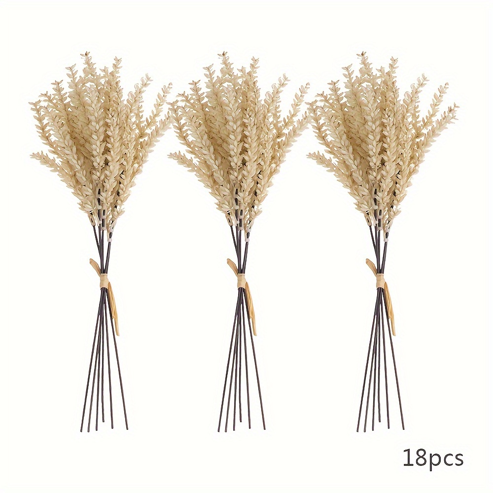Image of 18pcs Artificial Plant Wheat Flowers, Wheat Straw Bouquet, Straw Wheat Grain Flowers, Thanksgiving Farmhouse Diy Design Fall Arrangement Wedding Party Centerpieces