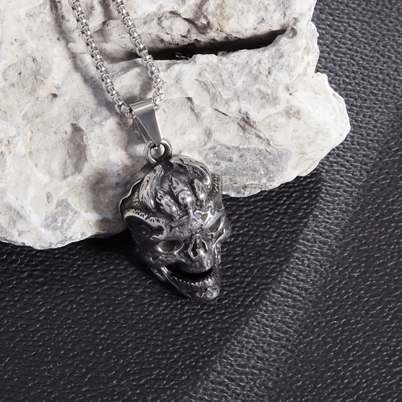 304 Stainless Steel Ghost Head Pendant Necklace