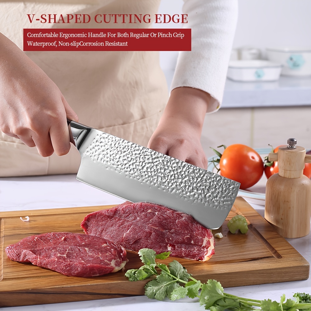 Fixed Blade Carbon Steel Meat Cleaver Knife-14 Functional Full