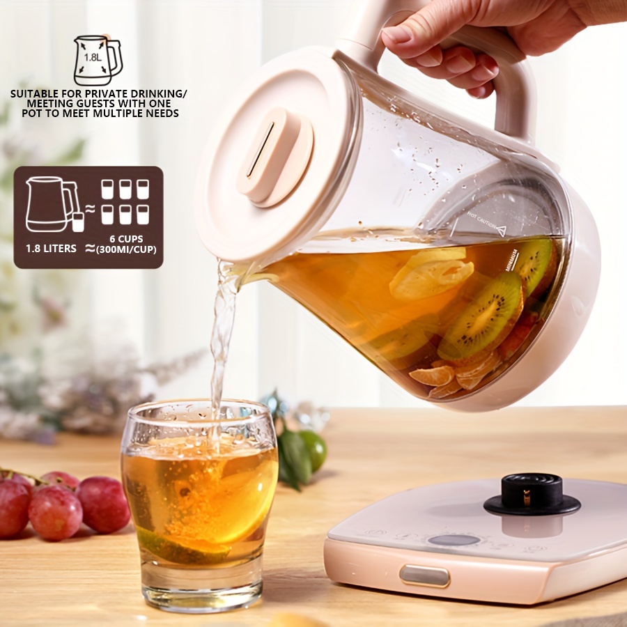 0.8L Multifunctional Health Pot Mini Electric Kettle Stainless Steel High  Borosilicate Glass Temperature Control Kettle 6 Major Functions A,800ML