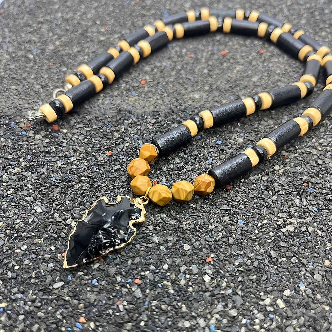 1pc Men's Hawaiian Tribal Style Black Oil Dripping Tiki Necklace, Polynesian Tiki Totem Pendant Jewelry, Jewels,Temu