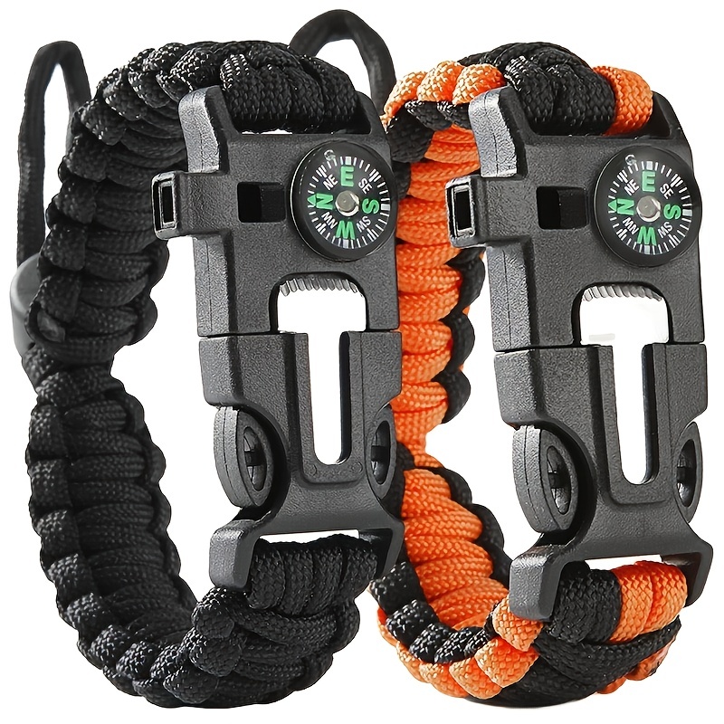 Adjustable Paracord Bracelet With Fire Starter Loud Whistle Ideal