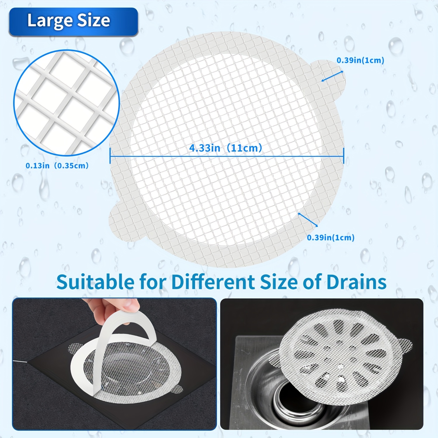 Round Shower Hair Catcher Soft Mesh Kitchen Sink Filter Strainer For  Showers Bathtubs Drain Hair Stopper