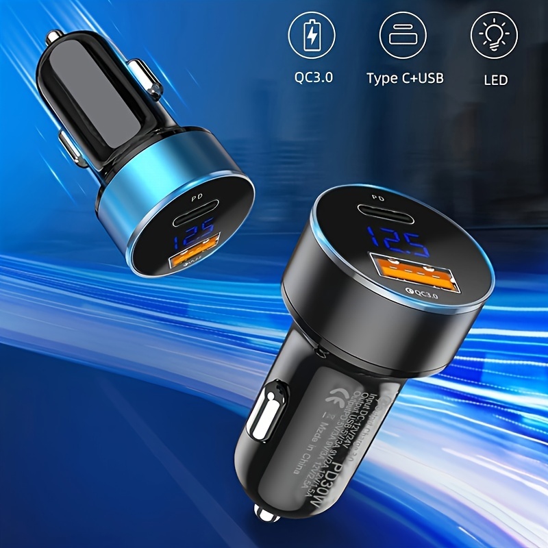 Acheter Chargeur de voiture double USB QC3.0 + 2,4 a, écran LCD