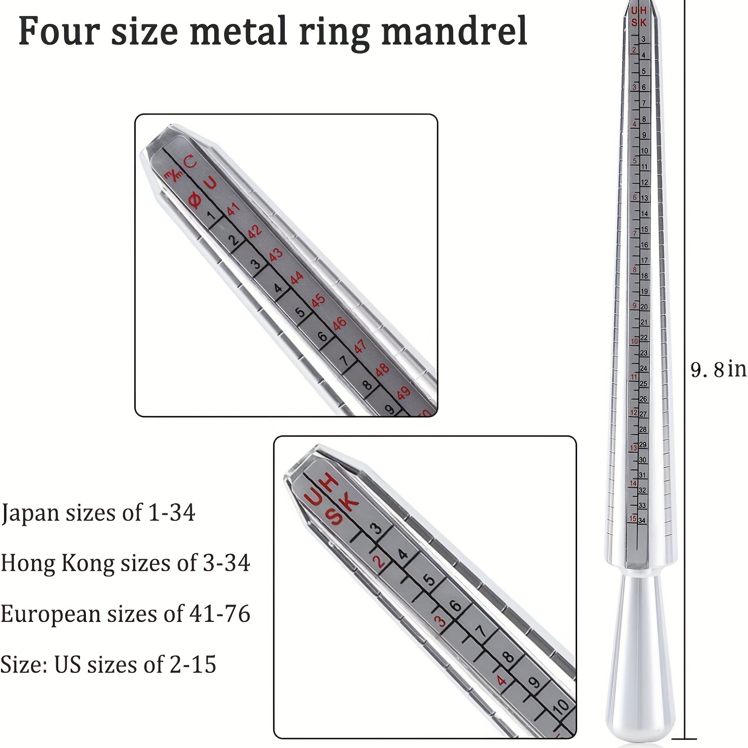 Ring Sizer Measuring Tool Including Ring Mandrel Ring Gauge - Temu