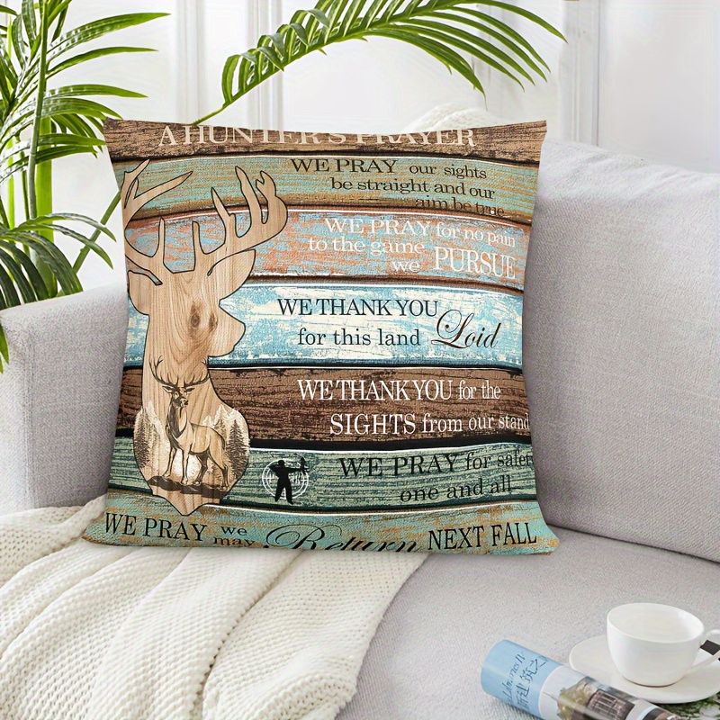 Soft Deer Hunting Decorative Throw Pillowcase For Antlers Pillow Case  Cushion Cover Western Farmhouse Cushion Short Plush Decor - Temu
