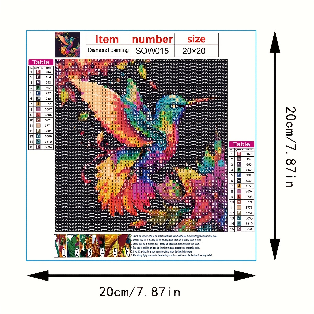5D Diamond Painting Hummingbird Pattern Embroidery Cross Stitch Mosaic  Decors