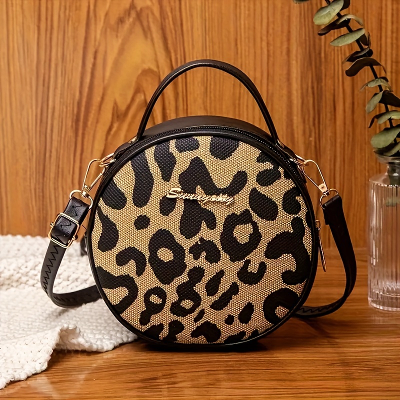 Leopard Print Straps Crossbody Bag Solid Color Bag - Temu