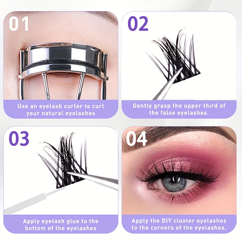 Cat Ear Individual Cluster Lashes Natural Bushy Eyelashes
