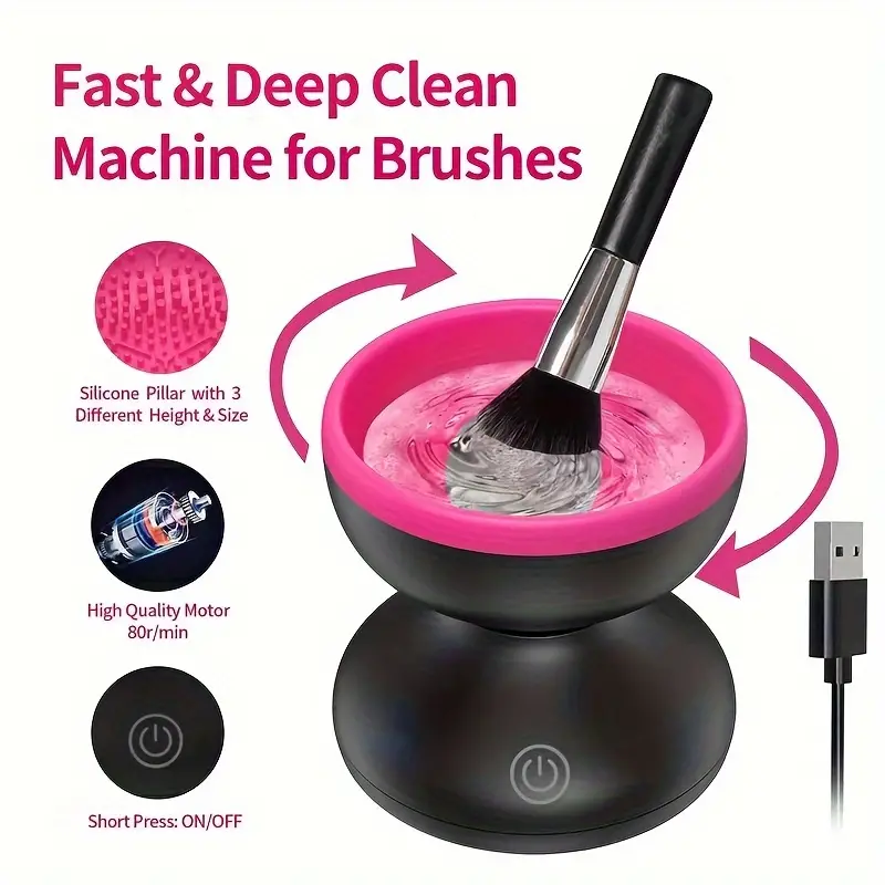 Makeup Brush Cleaner Machine - Electric Makeup Brush Cleaner Tool For All  Size Beauty Makeup Brushes Set Foundation Concealer Contour Brush,oil Paintb