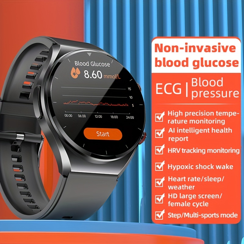 Smartwatch Monitor Glicemia Uomo Donna, ECG PPG+HRV Misuratore