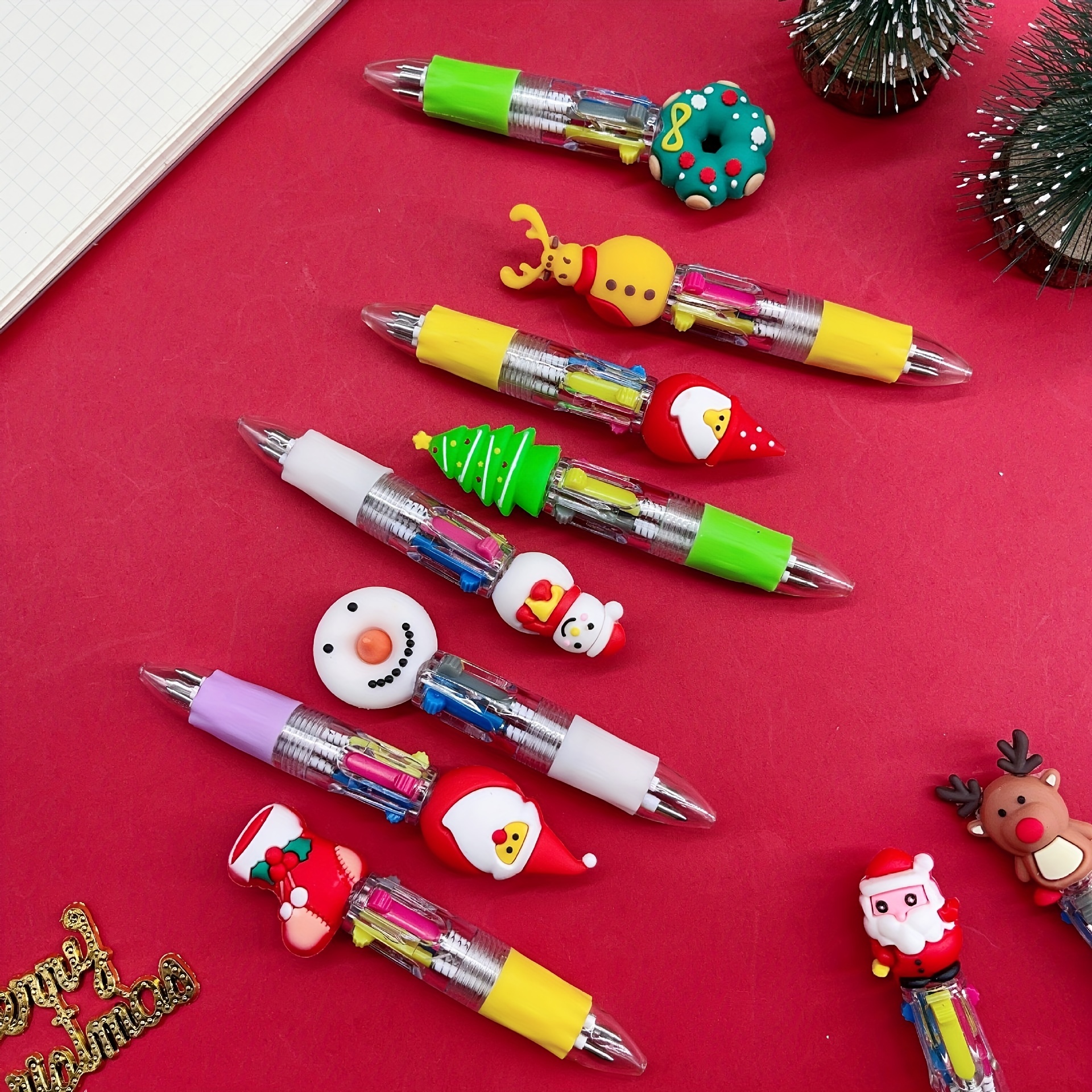 30pcs Christmas Mini Ballpoint Pen Cute Cartoon 4 Color Ball Pens