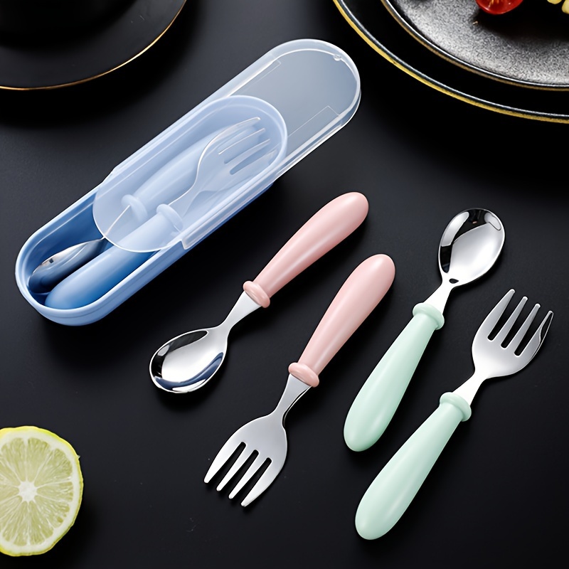 

Travel Utensils, Stainless Steel 3pcs Cutlery Set Portable Camp Reusable Flatware Silverware, Include Fork Spoon With Case