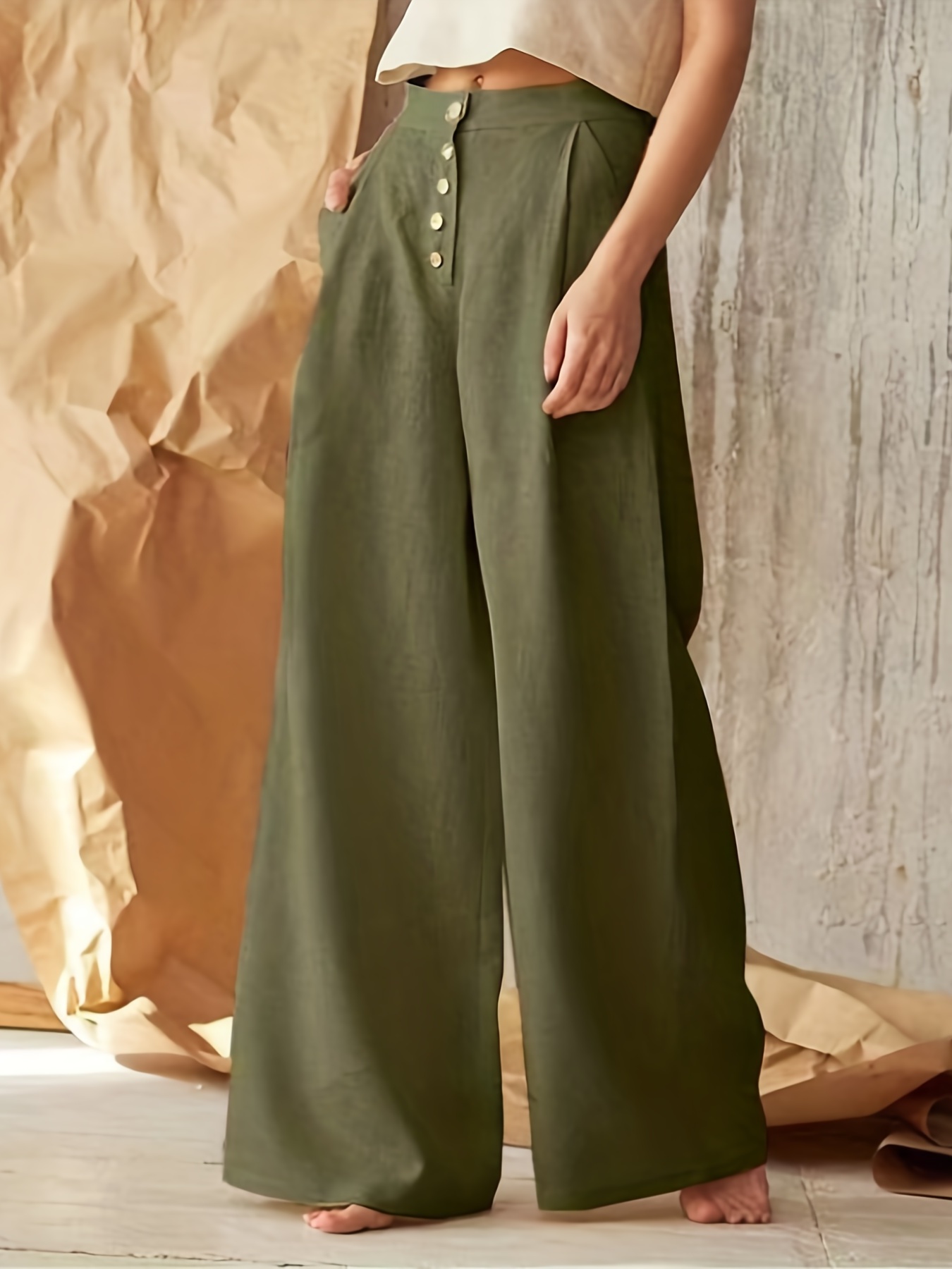 Olive Green Corduroy Pants - Flare Leg Pants - High Rise Pants - Lulus