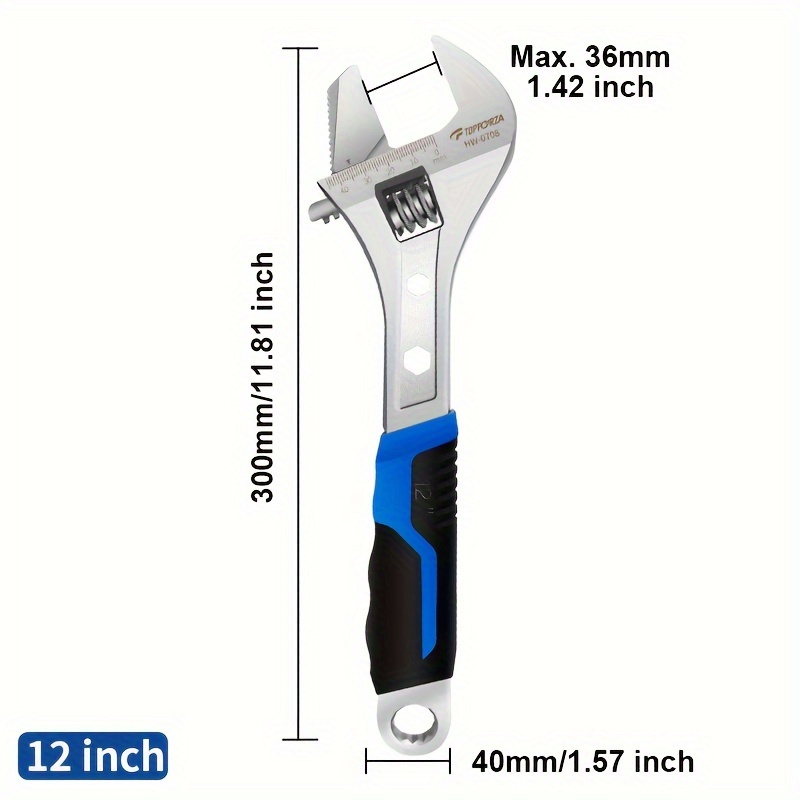 12-inch Reversible Jaw Adjustable Wrench