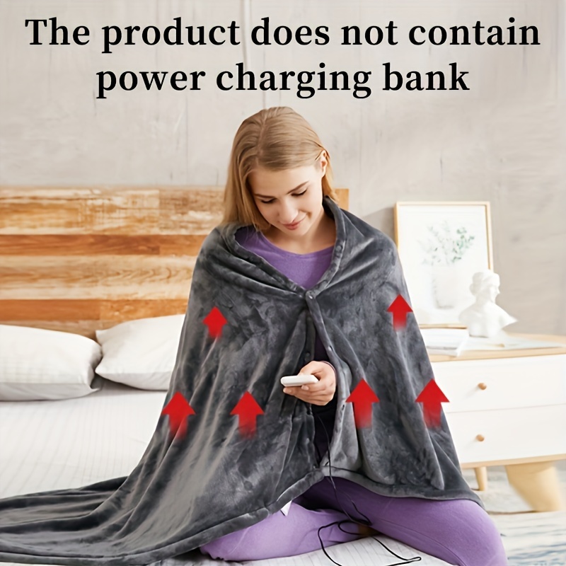 Portable Heated Blanket USB Electric Heating Shawl Blanket 3-speed