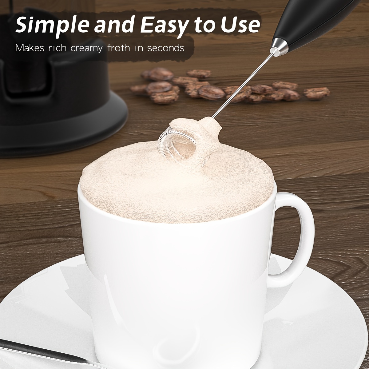 Zulay Kitchen Powerful Milk Frother Handheld - Drink Mixer for Coffee,  Lattes, Cappuccinos, Matcha - Mini Milk Frother and Foamer Whisk - Electric
