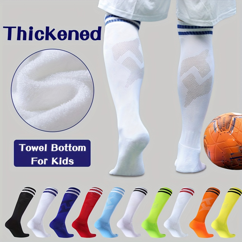 Calcetines de fútbol para niños pequeños Calcetines de fútbol para niños y  niñas calcetines de fútbol juvenil calcetines de tubo a rayas de algodón  hasta la rodilla