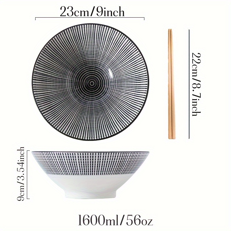 Image of 1pc, 56oz,9 Inch Japanese Ceramic Ramen Bowl, Noodle Bowl, Cereal Bowl, Salad Bowl, Pasta Plate, Kitchen Supplies, Dishwasher Microwave Oven Safe And Easy To Clean