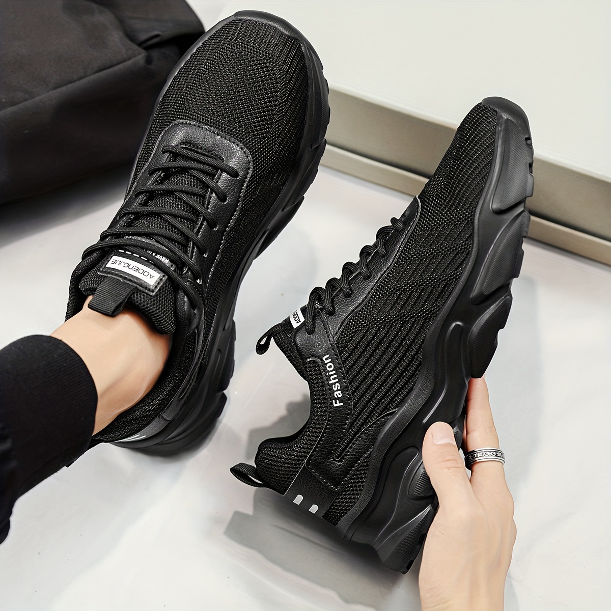 Zapatillas negras para hombre, zapatos de vestir negros para hombres,  zapatillas de deporte cómodas para hombres