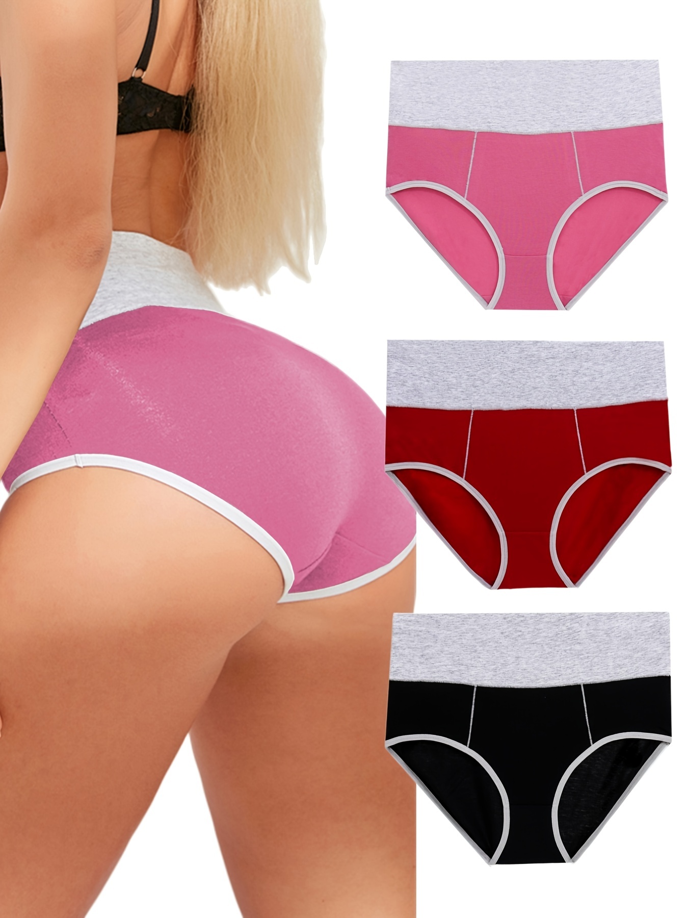 Women's High Waist Cotton Bikini Panties Soft Breathable - Temu
