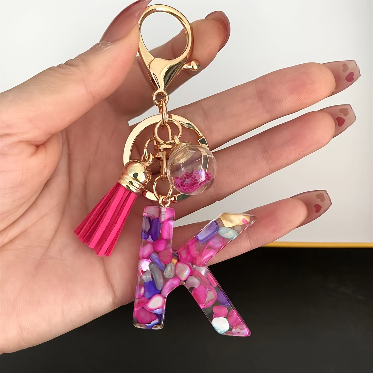 Glitter Letter Keychain Letter Initial Keyring Stocking Stuffers