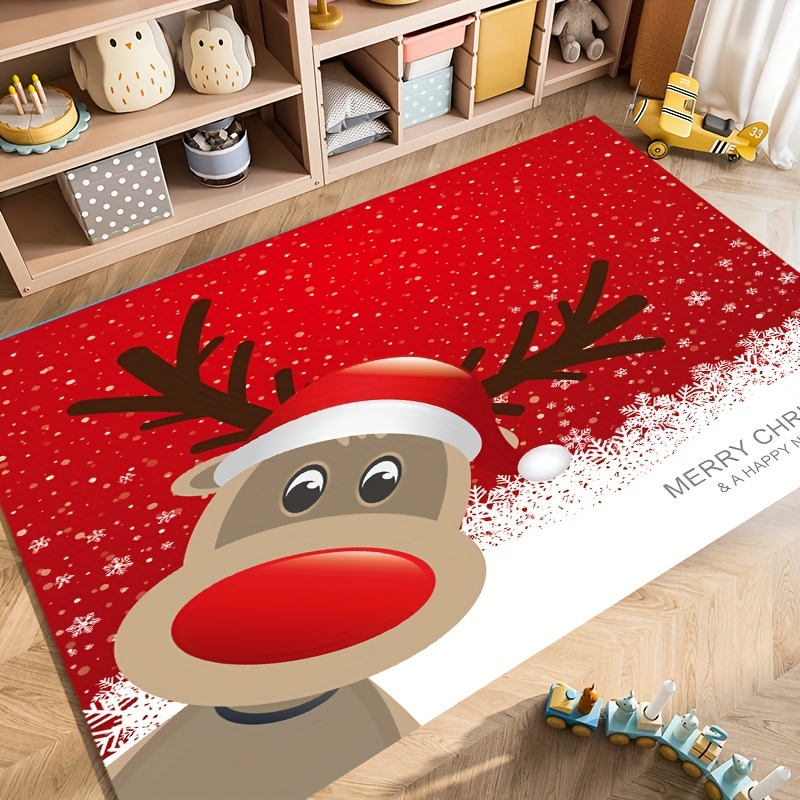 Winter Xmas Decorative Rug Rustic Moose Deer Pattern Floor - Temu