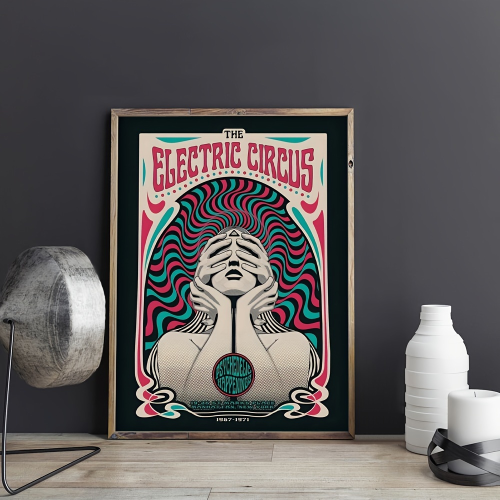 1pc Poster In Tela Poster Rock Psichedelico Electric Circus - Temu Italy