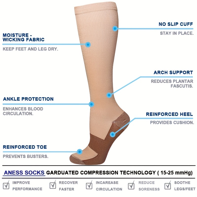 Outdoor Sports Nylon 20mmg 30mmg Compression Calf Socks for Nurses