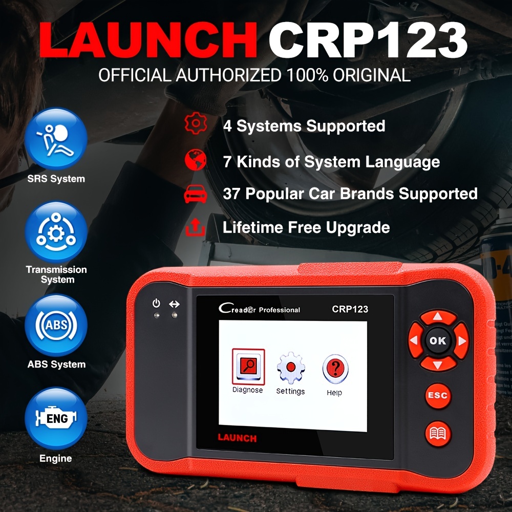 Launch CRP123 OBD2 Scanner Engine/ABS/SRS/Transmission Diagnostic Tools  Full OBDII Code Reader Lifetime Free Update Scan Tool