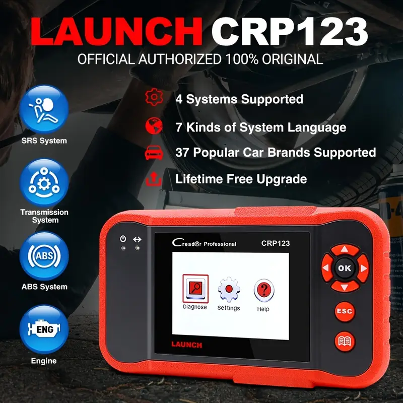 Professional Automotive Scanner: Launch X431 Crp123 Obd2 - Engine, Abs, Srs  & At Code Reader - Lifetime Free Updates! - Temu