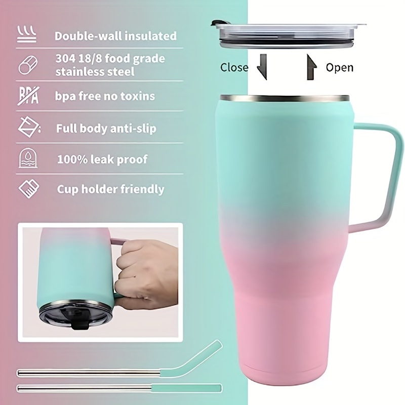 40 oz Mug Tumbler Stainless Steel Vacuum Insulated Mug with Handle Lid Straw  Keeps Drinks Cold up to 34 Hours Leak Proof Tumbler